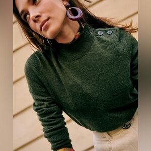 Sezane Jacob jumper green marl wool